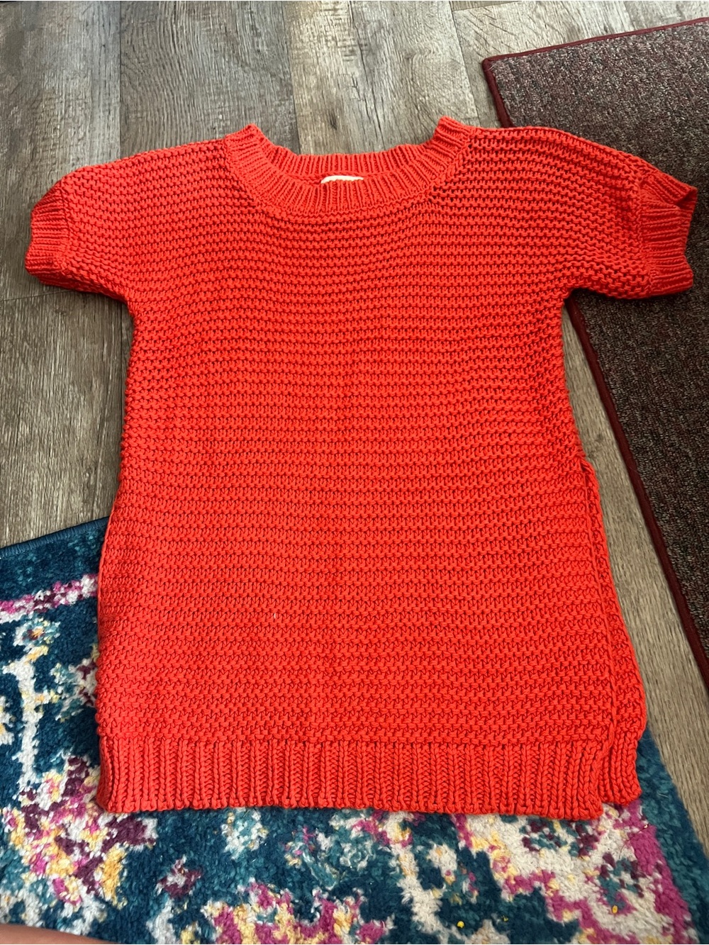 Rag poets Women’s Short-Sleeve Knit Sweater — Red
